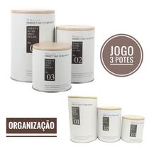 Kit 3 Latas Potes Porta Mantimentos Café Açúcar Biscoito