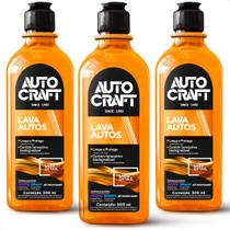 Kit 3 Lava Autos Shampoo Autocraft Limpa e Protege Carros e Motos Proauto 500ml