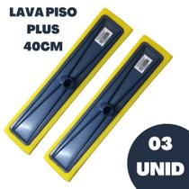 Kit 3 Lava piso azulejo PLUS 40CM chão vidro porcelanato passa cera esfregão limpeza pesada s/ cabo Kit 3 Lava piso azulejo PLUS 40CM chão vidro porcelanato passa cera esfregão limpeza pesada s/ cabo