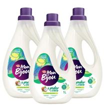Kit 3 Lava Roupa Fina Delicada Oleo De Coco 1L Cheiro Bom