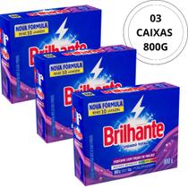 KIt 3 Lava Roupas Brilhante 800g Sabão em Pó