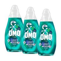 Kit 3 Lava-Roupas Líquido Omo Ciclo Rápido Ação Total Frasco 1,4L cada