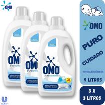Kit 3 Lava Roupas Líquido Omo hipoalergênico Roupas Finas de Bebê Puro Cuidado 3 Lts