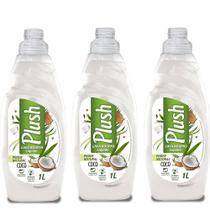 Kit 3 Lava Roupas Líquido Plush Biopower Coco - Sabão Líquido Remove manchas 1L Kit 3 Lava Roupas Líquido Plush Biopower Coco - Sabão Líquido Remove manchas 1L