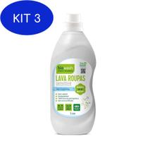 Kit 3 Lava Roupas Líquido Vegano Natural Sensitive 1L -