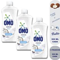 Kit 3 Lava Roupas Omo Roupas Finas e Delicadas - Sabão Líquido Coco 900Ml