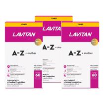 Kit 3 Lavitan A-z Mulher Total 180 Comprimidos