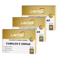 KIT 3 Lavitan Cabelos e Unhas 60 cápsulas