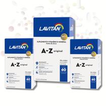 Kit 3 Lavitan ORIGINAL A -Z Vitaminas 60 capsulas Homem e Mulher