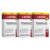 kit 3 Lavitan Vitamina B12 + Vitaminas do Complexo B Completo com 8 Vitaminas B B1 B2 B3 B5 B6 B7 B9 100 Cps