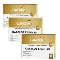 kit 3 Lavitan Vitamina Cabelos e Unhas Com 60 Cápsulas