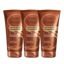 Kit 3 Leave In Finalizador Elixir Nutri Óleos Poderosos Nutrição Tratamento Noturno Eudora Siàge