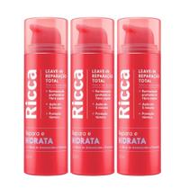 Kit 3 Leave-In Protetor Térmico Restauração Reparação Total Ricca 50ml