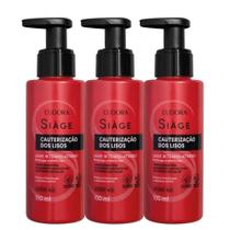 Kit 3 Leave In Protetor Térmico Selante Cauterização dos Lisos Reconstrução 100ml Eudora Siàge