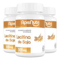 Kit 3 Lecitina De Soja 500Mg Apisnutri 60 Cápsulas