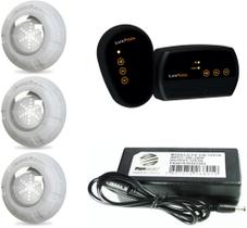 Kit 3 led 9w luxpool + fonte 3a + controlador luxpool 72w s/ bomba