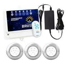 Kit 3 LED Piscina 9W Inox + Central de Comando Wifi - Branco. Kit 3 LED Piscina 9W Inox + Central de Comando Wifi - Branco.