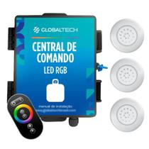 Kit 3 LED Piscina ABS RGB 18W + Central + Controle Touch