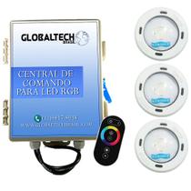 Kit 3 Led Piscina RGB Colorido COB Sodramar + Central Touch