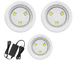 Kit 3 Led's 4,5w 12vcc Fibra ABS + Fonte 12V 5A Bivolt