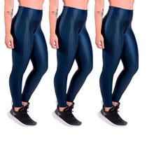 Kit 3 Legging 3D Azul Para Academia Nao Marca Gomax Fitness