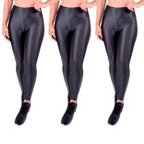 Kit 3 Legging Cinza Escuro Cintura Alta Barato Gomax Fitness