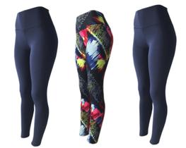 KIT 3 Legging Plus Size Fitness Suplex Lisa ou Estampada