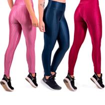 Kit 3 Legging Poliamida 3D Para Malhar Acabamento Especial