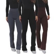 Kit 3 Leggings Esportivas Inverno Flare Peluciada