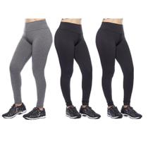 Kit 3 leggings feminina adulto lisa basica suplex fitness uniforme academia ginástica trabalho