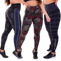 Kit 3 Leggings Mescla Sublimada Zero Transparência