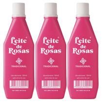 Kit 3 Leite de rosas desodorante tradicional limpa e tonifica sua pele 100ml
