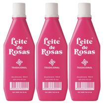 Kit 3 Leite de rosas desodorante tradicional limpa e tonifica sua pele 100ml