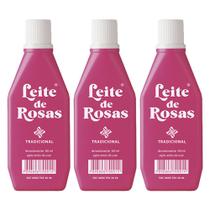 Kit 3 Leite de rosas desodorante tradicional limpa e tonifica sua pele 60ml