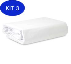 Kit 3 Lençol sem elástico casal Queen microfibra - branco LA