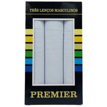 Kit 3 lenços de bolso masculino premier 39 cm x 39 cm