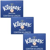 Kit 3 Lenços Papel Descartável Kleenex Folha Dupla 50 Folhas Kit 3 Lenços Papel Descartável Kleenex Folha Dupla 50 Folhas