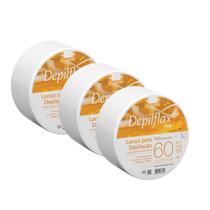 Kit 3 Lenços para Depilação Fibra Natural Econômico Resistente Depilflax Rolo 60 Metros Kit 3 Lenços para Depilação Fibra Natural Econômico Resistente Depilflax Rolo 60 Metros