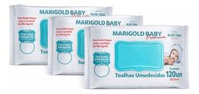 Kit 3 Lenços Umedecido Hipoalergênico 120un Marigold Premium Kit 3 Lenços Umedecido Hipoalergênico 120un Marigold Premium