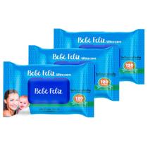 Kit 3 Lenços Umedecidos Bebê Feliz - Total de 360 Unidades - Com Tampinha Kit 3 Lenços Umedecidos Bebê Feliz - Total de 360 Unidades - Com Tampinha