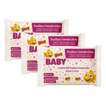KIT 3 Lenços Umedecidos Gut Baby C/ 100 Unidades