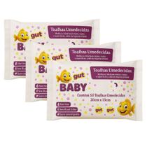 KIT 3 Lenços Umedecidos Gut Baby C/ 50 Unidades
