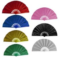 Kit 3 Leque Grande Oriental Brilho Glitter Colorido Para Festa Dança Carnaval Decoração Kit 3 Leque Grande Oriental Brilho Glitter Colorido Para Festa Dança Carnaval Decoração