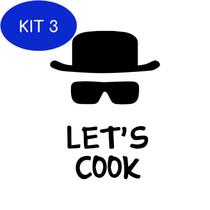 Kit 3 Let'S Cook - Adesivo De Parede