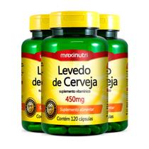 Kit 3 Levedo de Cerveja 450mg Maxinutri 120 Cápsulas Kit 3 Levedo de Cerveja 450mg Maxinutri 120 Cápsulas