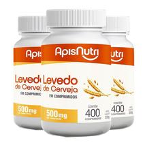 Kit 3 Levedo de Cerveja Apisnutri 400 comprimidos 500mg Kit 3 Levedo de Cerveja Apisnutri 400 comprimidos 500mg