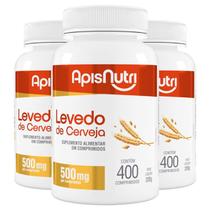Kit 3 Levedo De Cerveja Apisnutri 400 Comprimidos 500Mg
