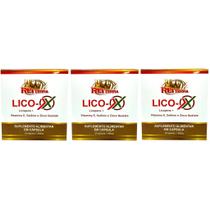 Kit 3 Lico-X Licopeno + Vitamina E + Selênio + Zinco Quelato 180 Cápsulas - Rei Terra Kit 3 Lico-X Licopeno + Vitamina E + Selênio + Zinco Quelato 180 Cápsulas - Rei Terra