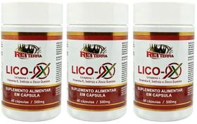 Kit 3 Lico-X Licopeno Vitamina E Selênio Zinco Quelato 180 Cápsulas - Rei Terra Kit 3 Lico-X Licopeno Vitamina E Selênio Zinco Quelato 180 Cápsulas - Rei Terra
