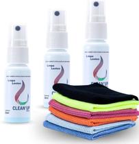 Kit 3 limpa lentes telas + 3 flanela mágica desengordurante limpeza óculos